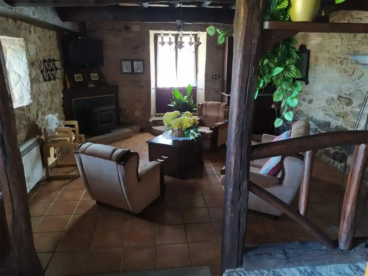 Sala de estar de Piso en venta en Silleda con Jardín privado, Parquet y Amueblado