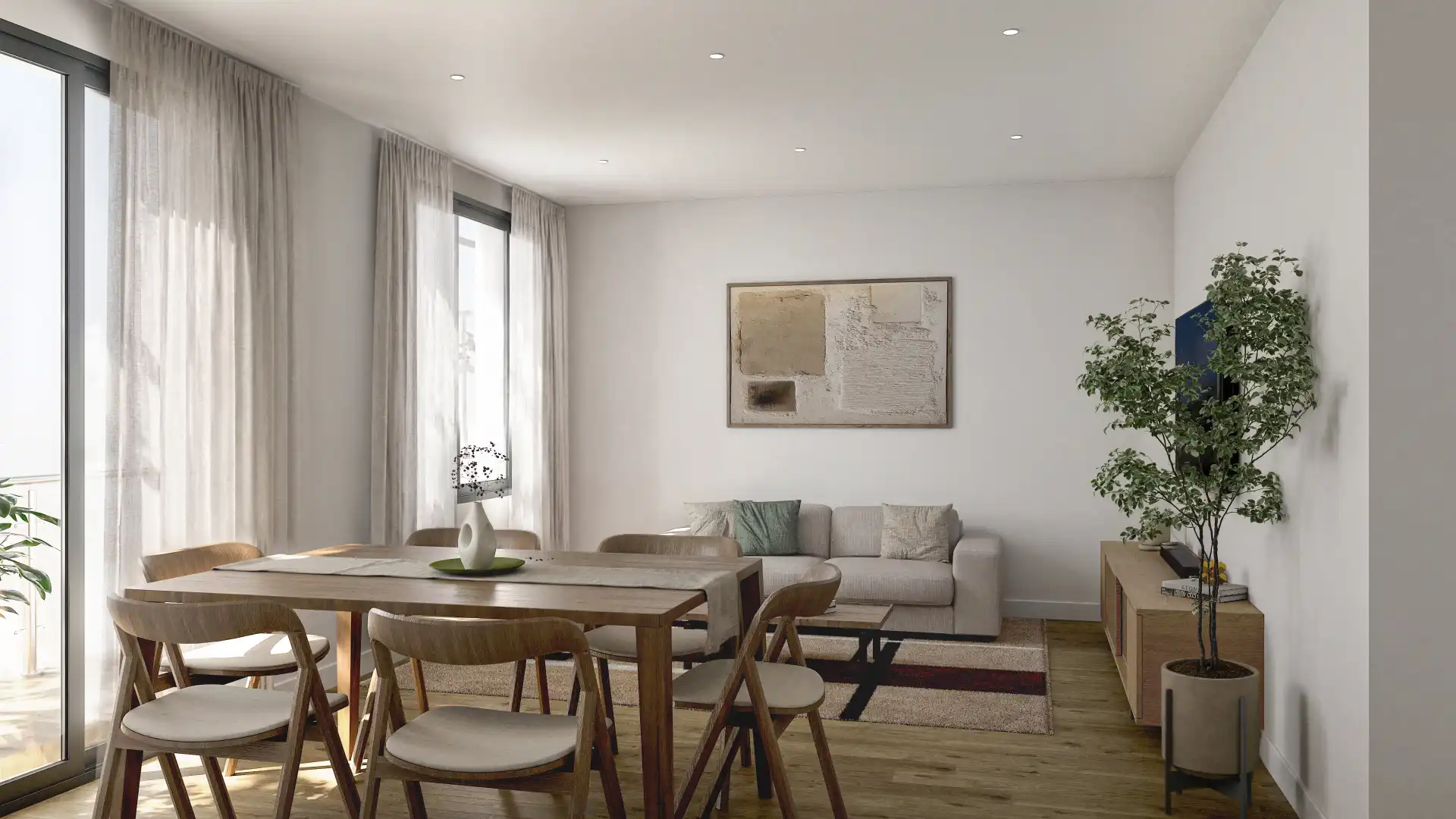 Living room of Flat for sale in Narón  with Heating, Parquet flooring and Terrace