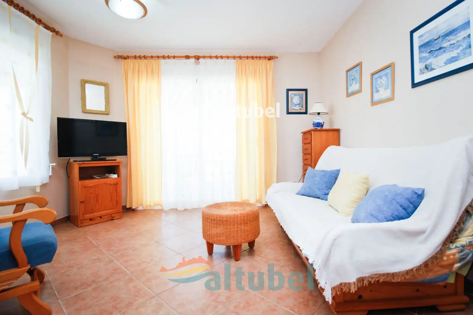 Sala d'estar de Apartament en venda en Peñíscola / Peníscola amb Terrassa, Piscina i Moblat