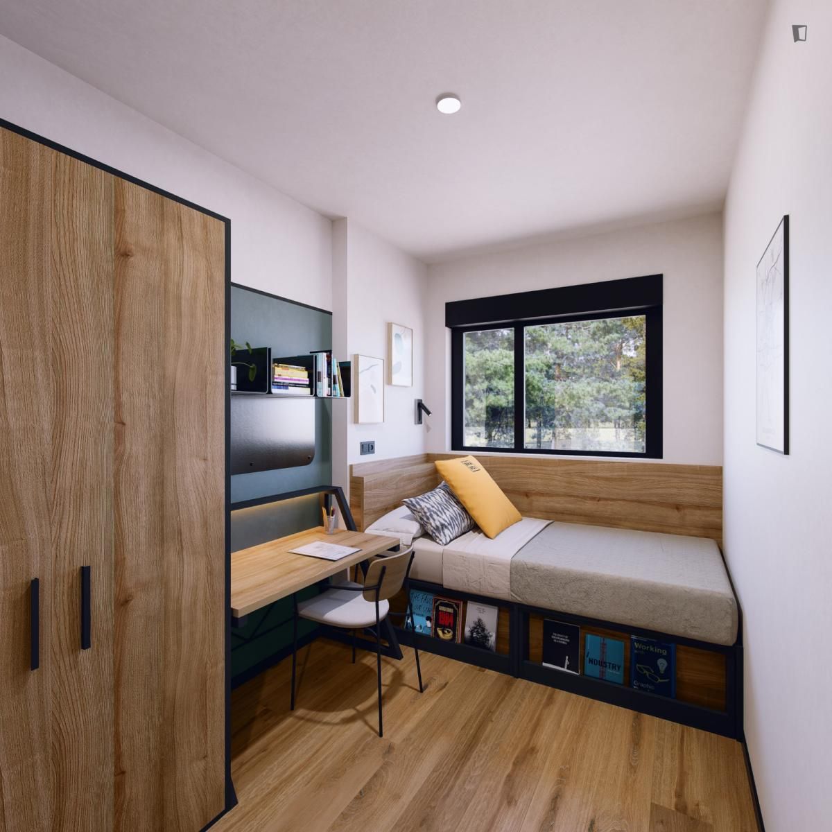 Bedroom of Flat to share in Salamanca Capital  with Air Conditioner, Swimming Pool and Furnished