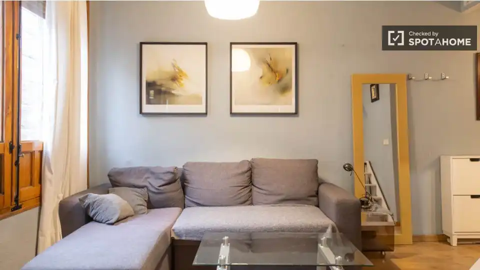 Living room of Flat for rent in Madrid  with Air Conditioner, Heating and Furnished