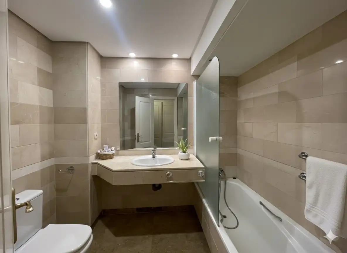 Badezimmer von Wohnung zur Miete in Marbella mit Klimaanlage, Terrasse und Abstellraum