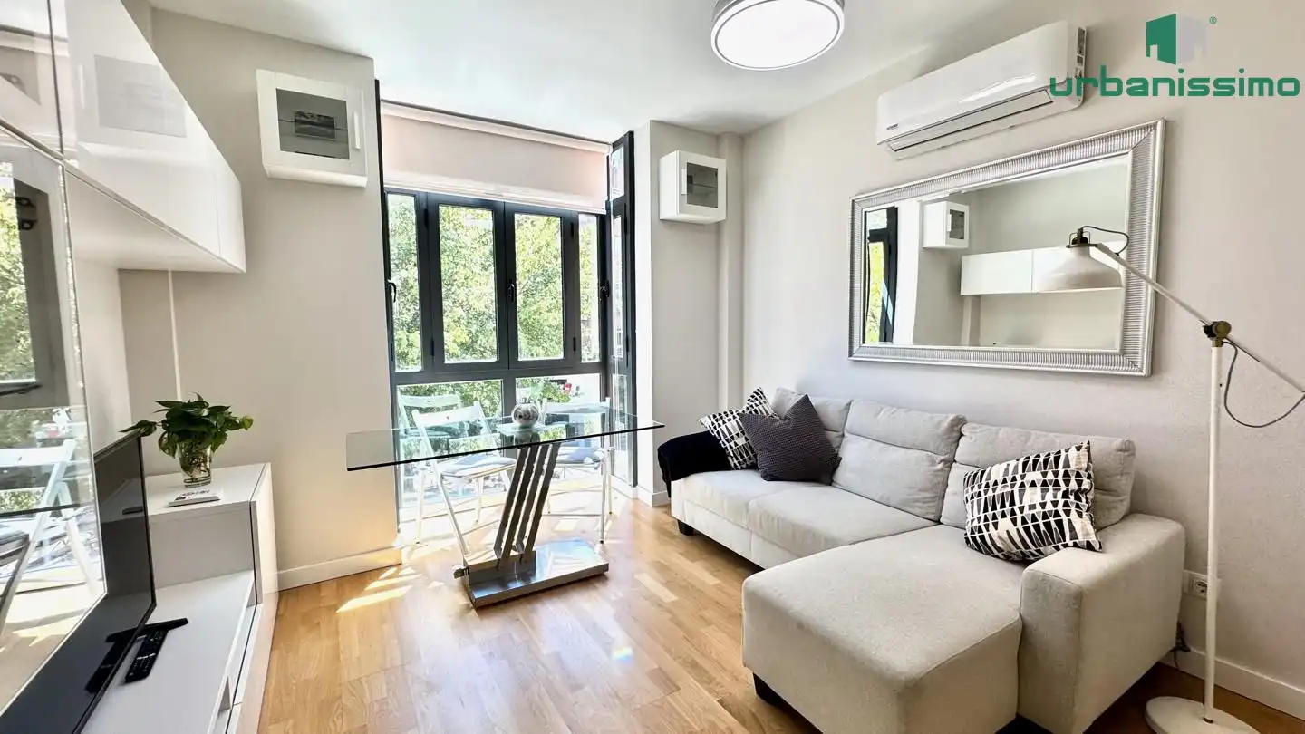 Sala d'estar de Apartament de lloguer en Madrid amb Aire condicionat, Traster i Moblat