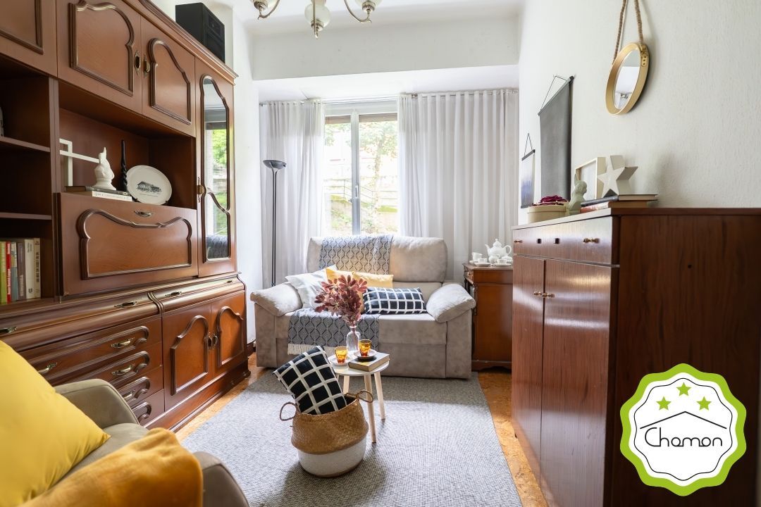 Sala de estar de Piso en venta en Bilbao  con Calefacción, Jardín privado y Amueblado