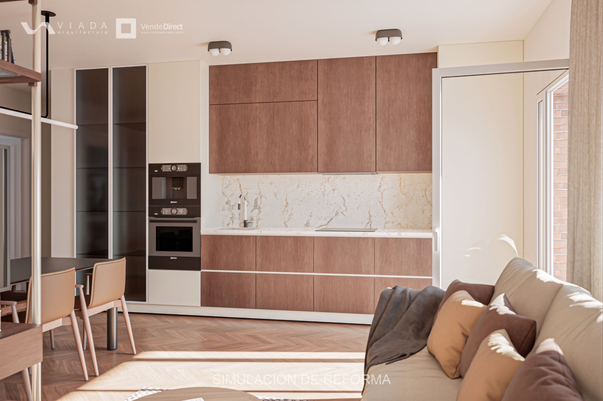Kitchen of Flat for sale in  Madrid Capital  with Parquet flooring and Terrace