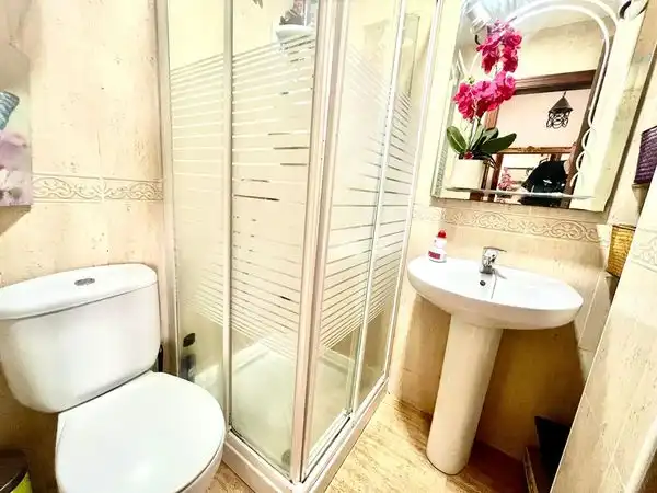 Badezimmer von Wohnungen zum Verkauf in Roquetas de Mar mit Klimaanlage, Heizung und Terrasse