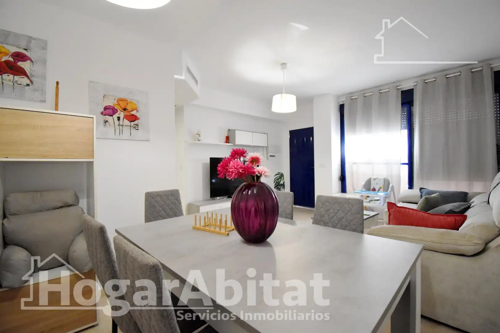 Sala de estar de Piso en venta en Bellreguard con Aire acondicionado, Calefacción y Jardín privado