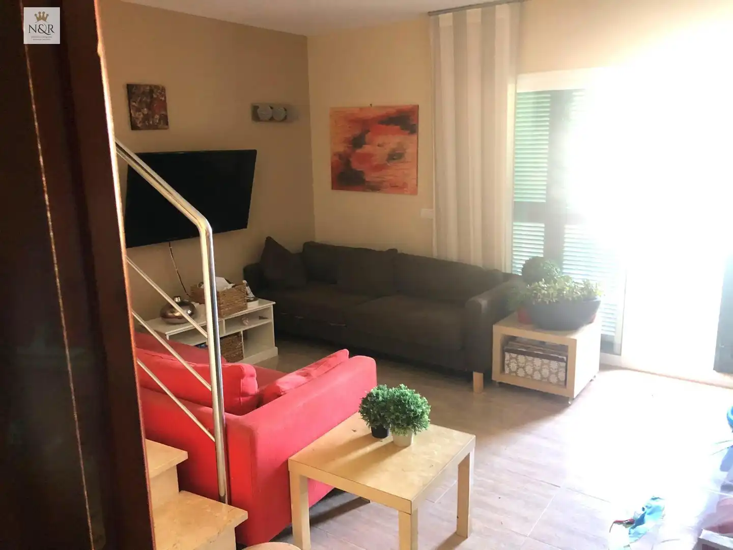 Sala d'estar de Casa adosada de lloguer en Alcúdia amb Aire condicionat, Jardí privat i Terrassa