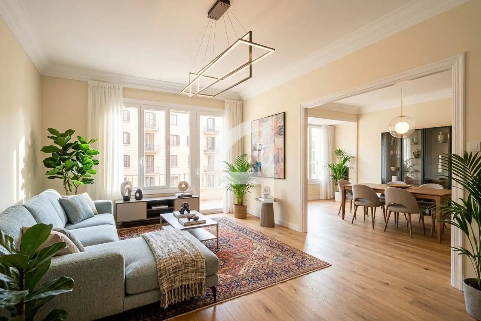 Sala de estar de Piso en venta en Barcelona con Calefacción, Parquet y Terraza
