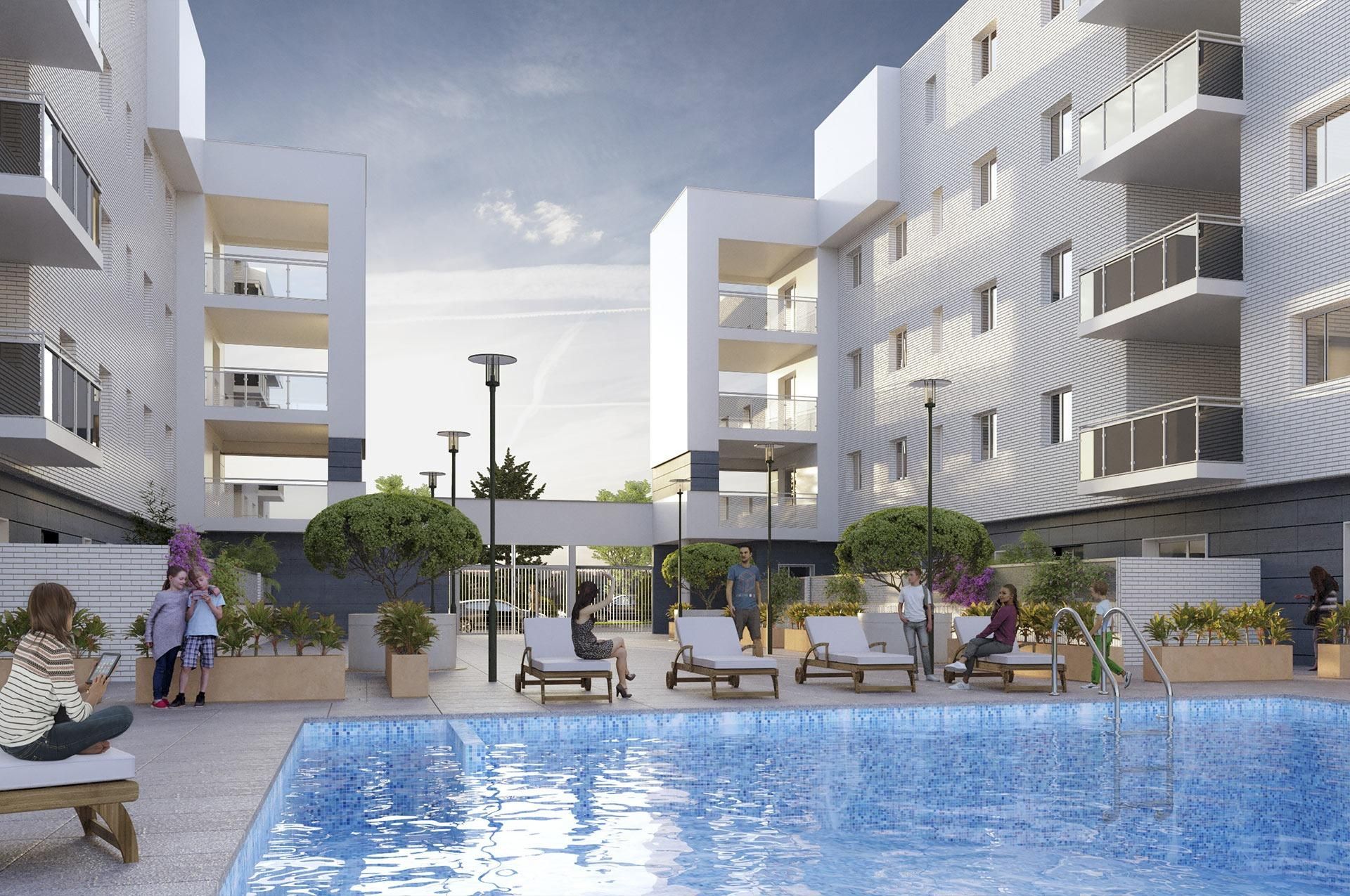 Swimming pool of Flat for sale in Badajoz Capital  with Air Conditioner, Heating and Terrace