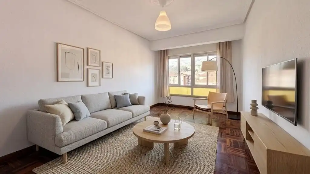 Sala de estar de Piso en venta en Los Corrales de Buelna  con Parquet