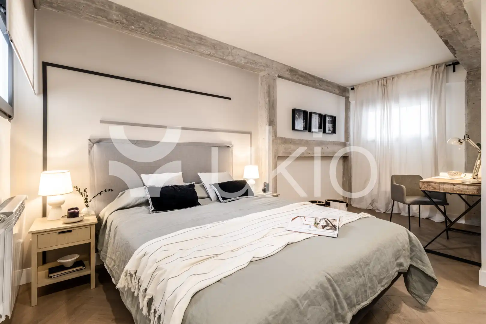 Schlafzimmer von Wohnung zur Miete in Madrid mit Klimaanlage, Heizung und Möbliert