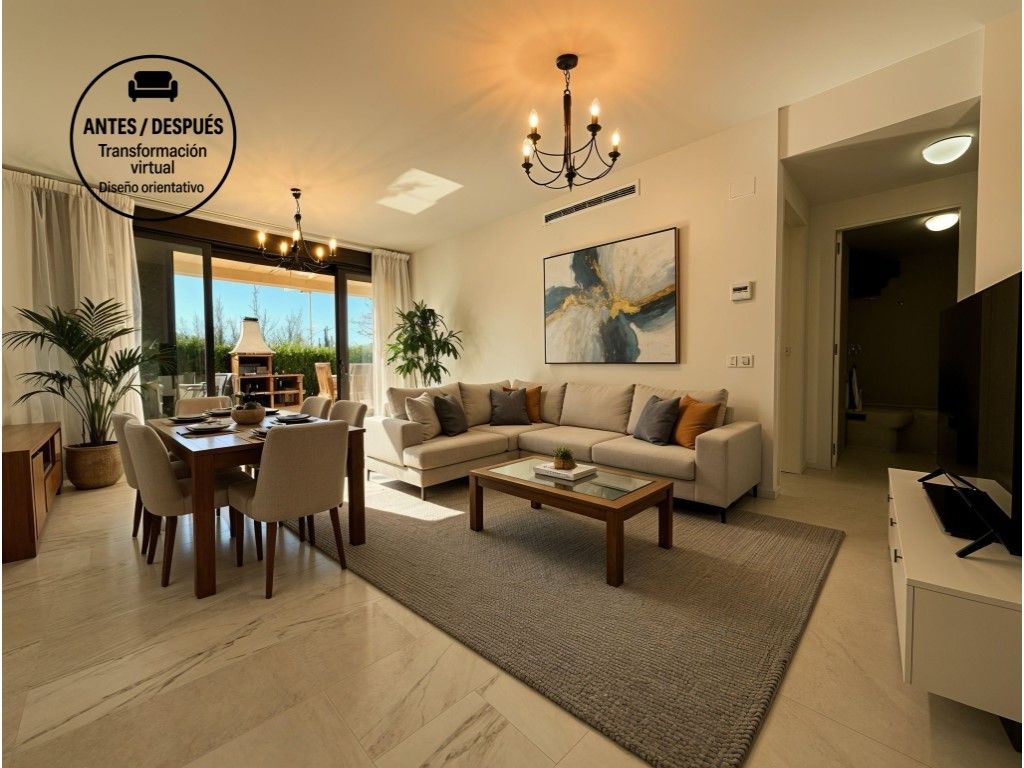 Wohnzimmer von Wohnungen zum Verkauf in Oropesa del Mar / Orpesa mit Klimaanlage, Terrasse und Ofen