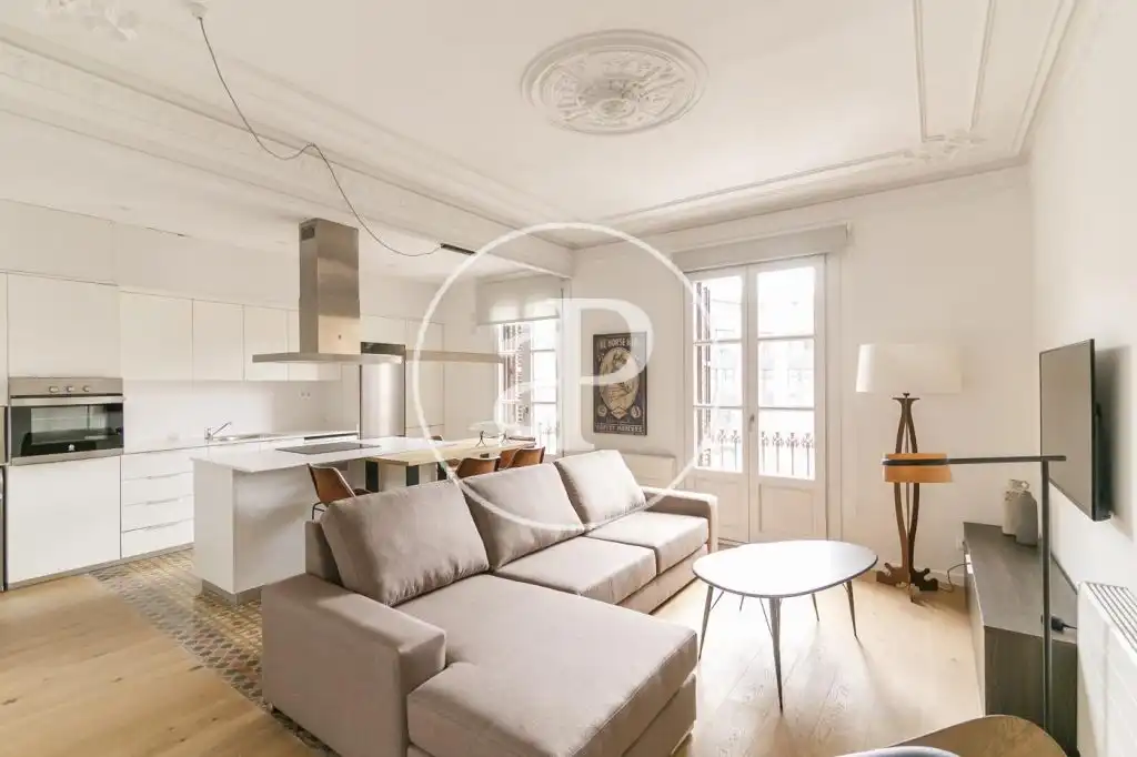 Sala de estar de Piso de alquiler en Barcelona con Aire acondicionado, Calefacción y Amueblado