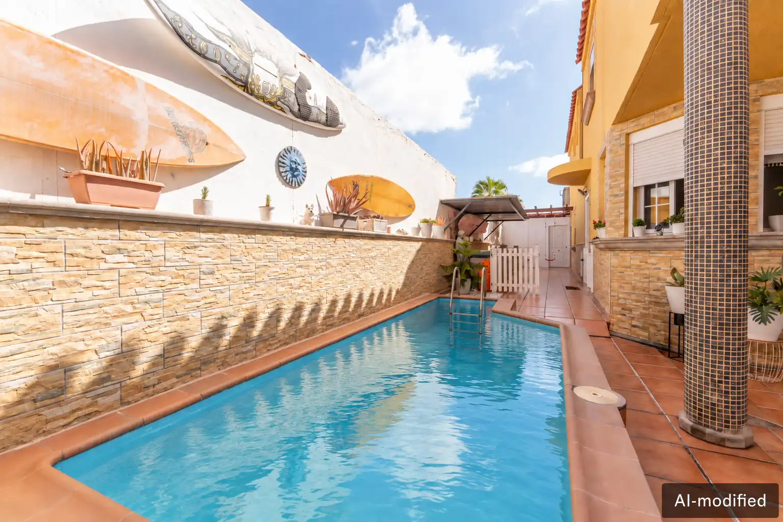 Piscina de Casa adosada en venda en San Bartolomé de Tirajana amb Aire condicionat, Calefacció i Terrassa