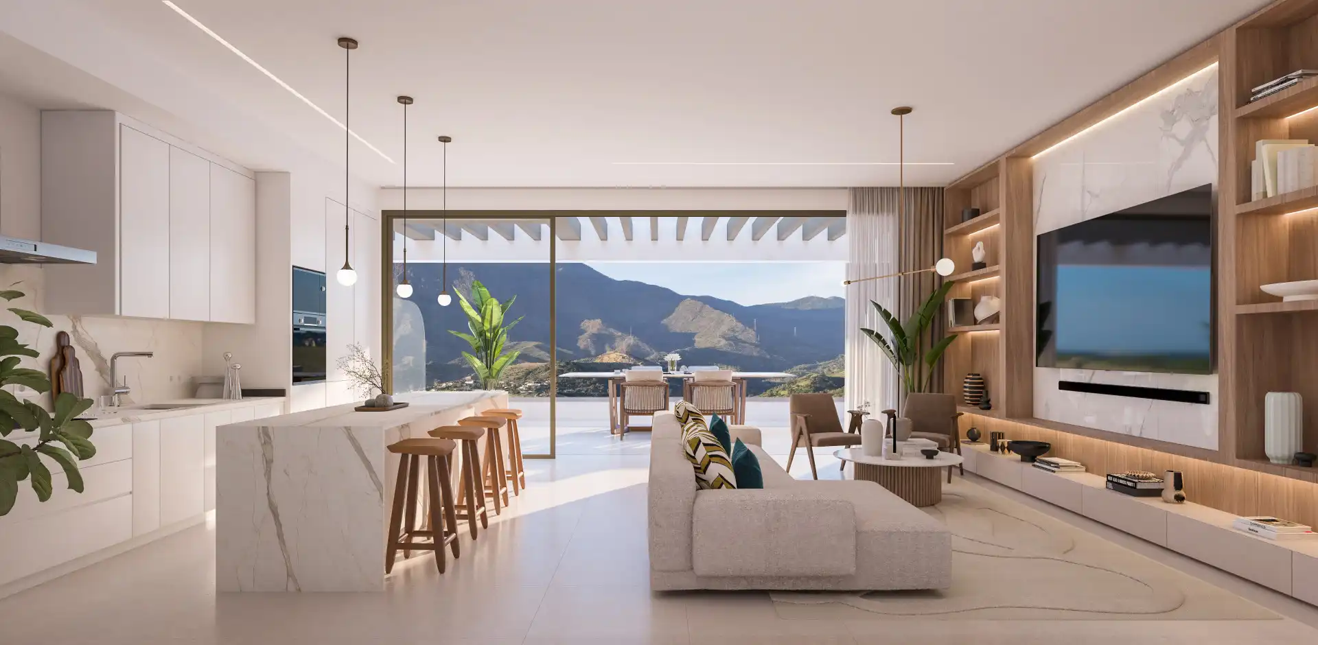 Sala de estar de Ático en venta en Estepona con Aire acondicionado, Terraza y Piscina