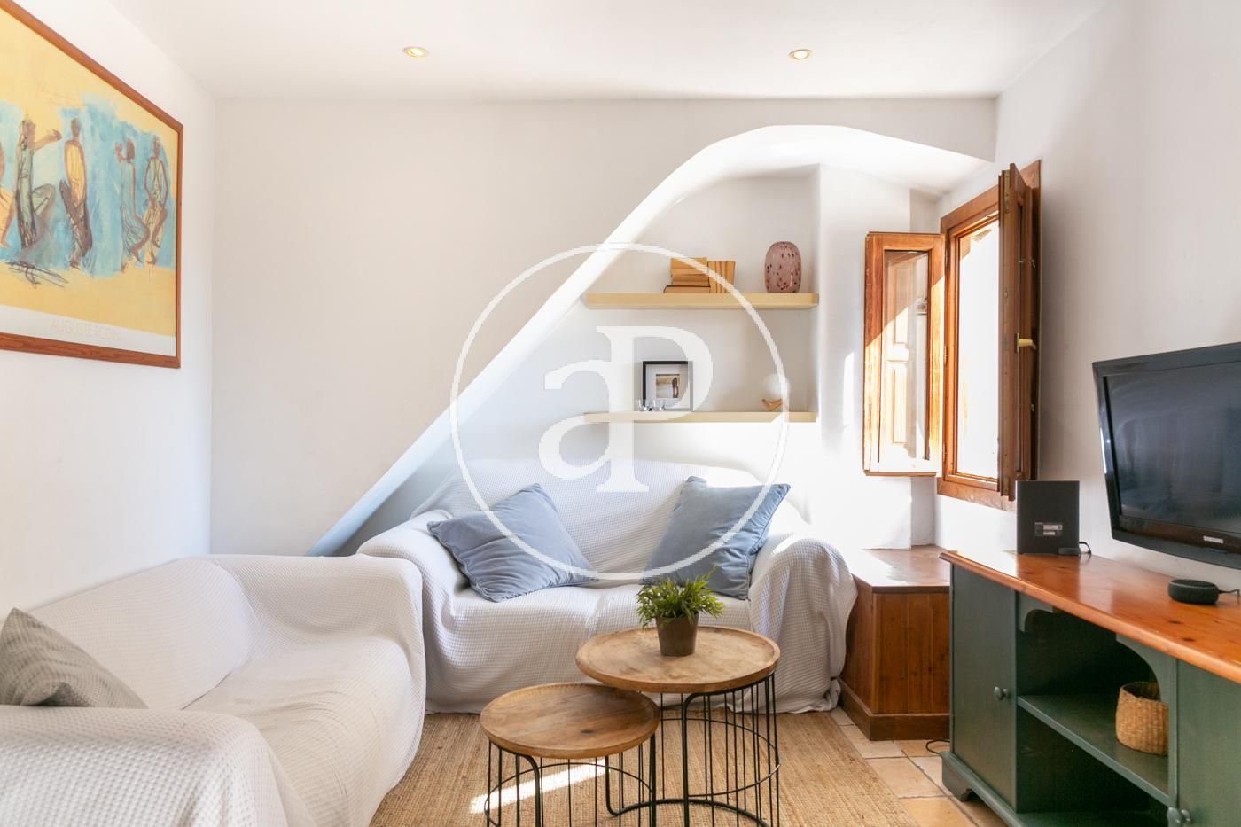 Sala d'estar de Pis de lloguer en  Palma de Mallorca amb Calefacció, Moblat i Balcó