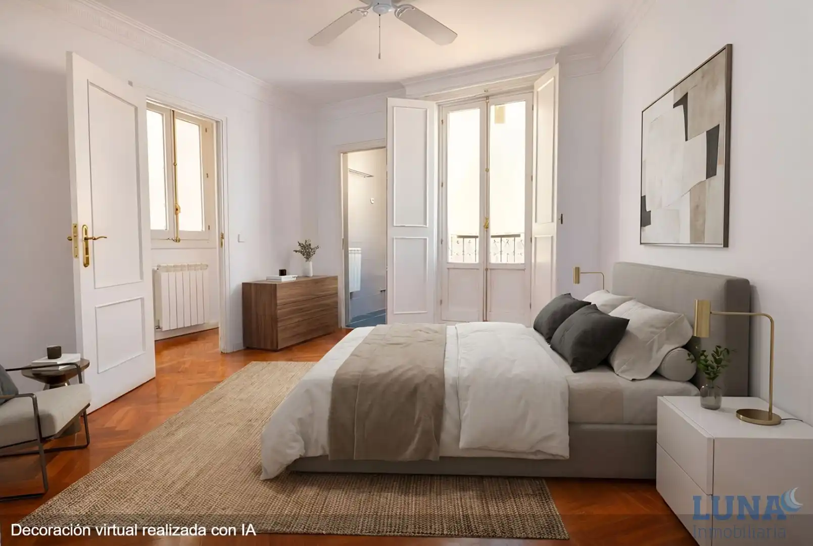 Schlafzimmer von Wohnung zum Verkauf in Madrid mit Klimaanlage, Heizung und Parkett