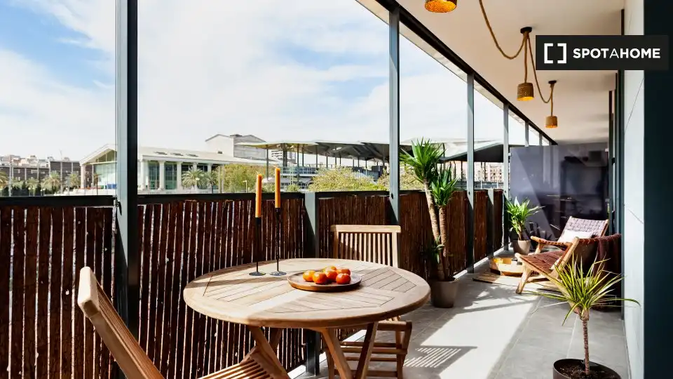 Terrassa de Apartament per a compartir en Barcelona amb Aire condicionat, Terrassa i Moblat