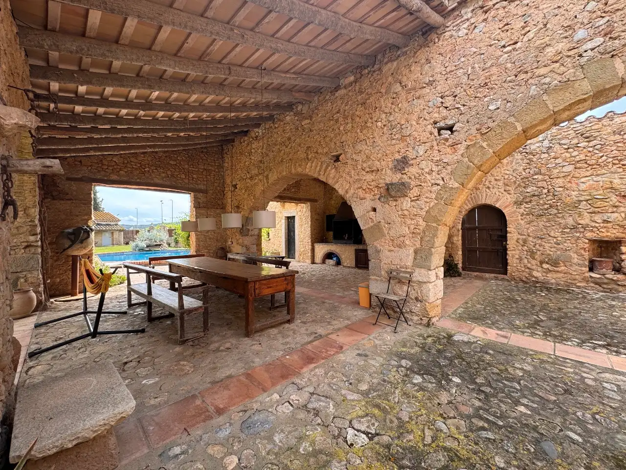 Terrace of Country homes for sale in Viladamat  with Private garden, Terrace and Swimming Pool