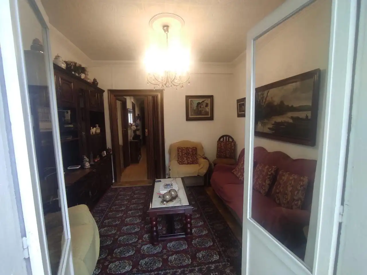 Living room of Flat for sale in Santander  with Parquet flooring, Furnished and Balcony