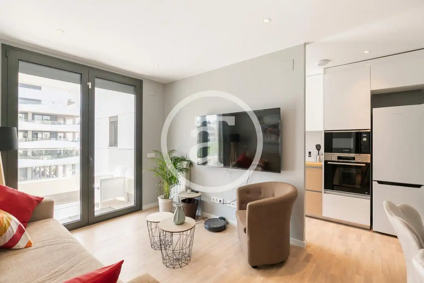 Sala de estar de Piso de alquiler en Badalona con Aire acondicionado, Calefacción y Amueblado