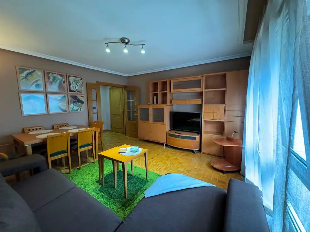Sala d'estar de Pis de lloguer en Gijón  amb Calefacció, Parquet i Moblat