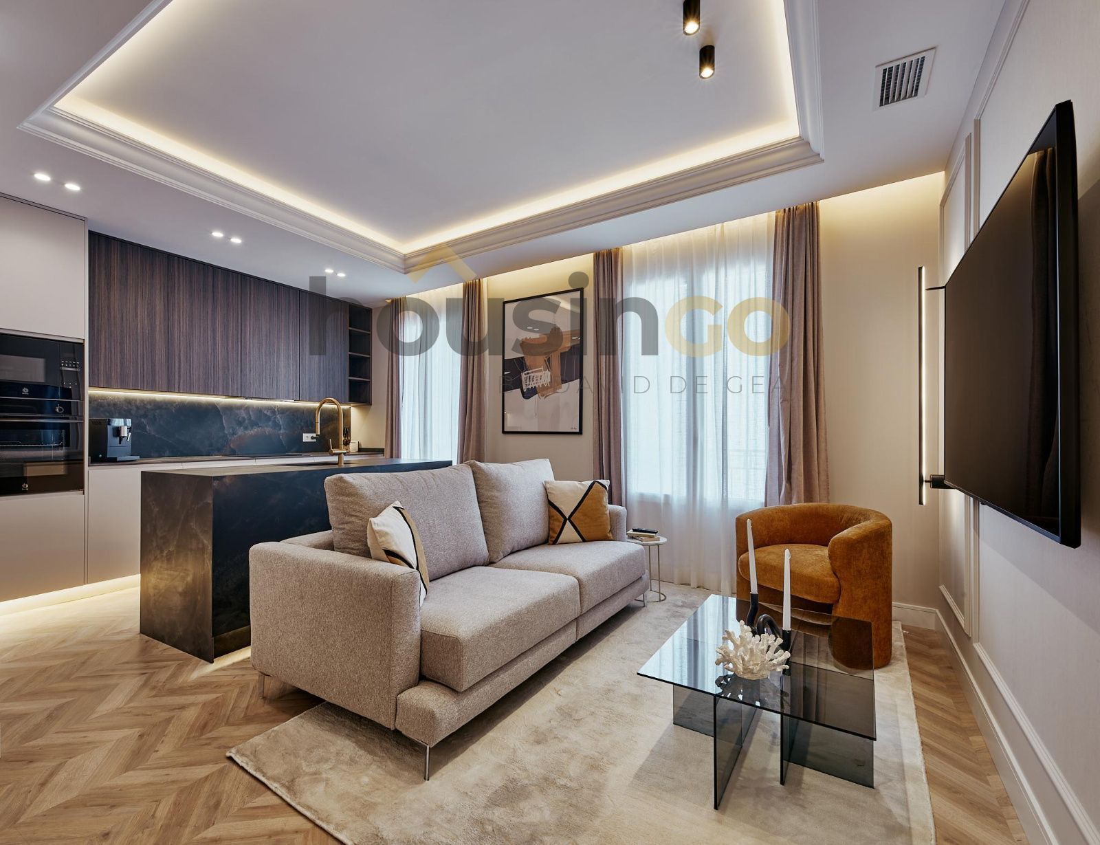 Living room of Flat for sale in  Madrid Capital  with Air Conditioner, Heating and Furnished