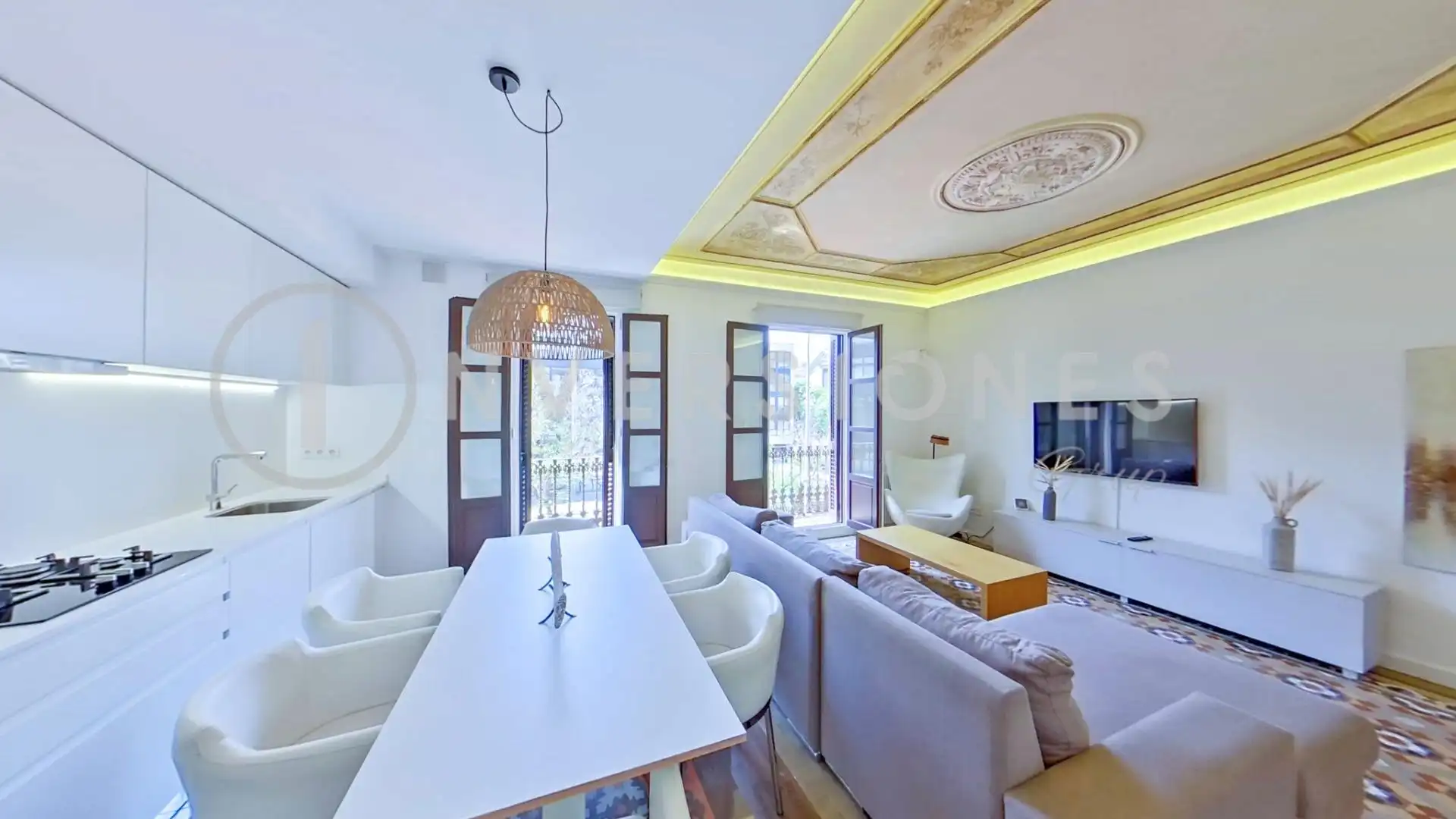 Sala de estar de Apartamento de alquiler en Barcelona con Aire acondicionado, Calefacción y Terraza