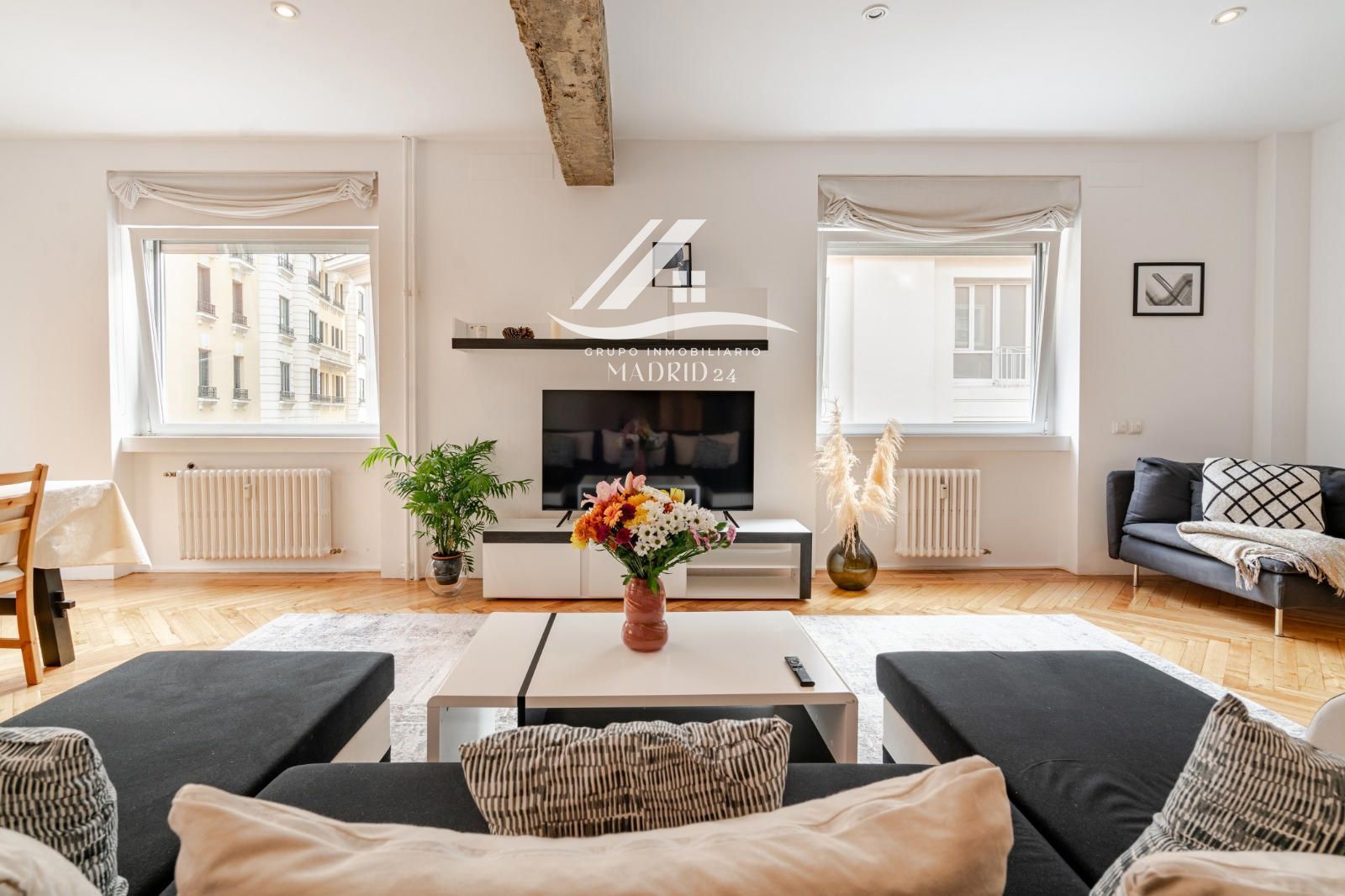 Living room of Flat to rent in  Madrid Capital  with Air Conditioner, Heating and Furnished