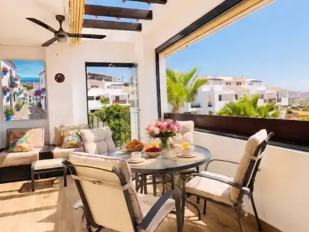 Terrasse von Wohnung zur Miete in Mijas mit Klimaanlage, Privatgarten und Terrasse