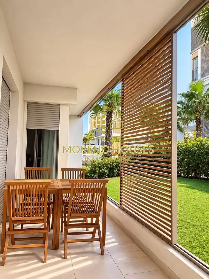 Terrasse von Wohnungen zur Miete in Jávea / Xàbia mit Klimaanlage, Heizung und Privatgarten