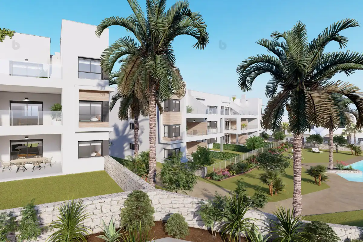 Außenansicht von Wohnung zum Verkauf in Pilar de la Horadada mit Klimaanlage, Privatgarten und Terrasse