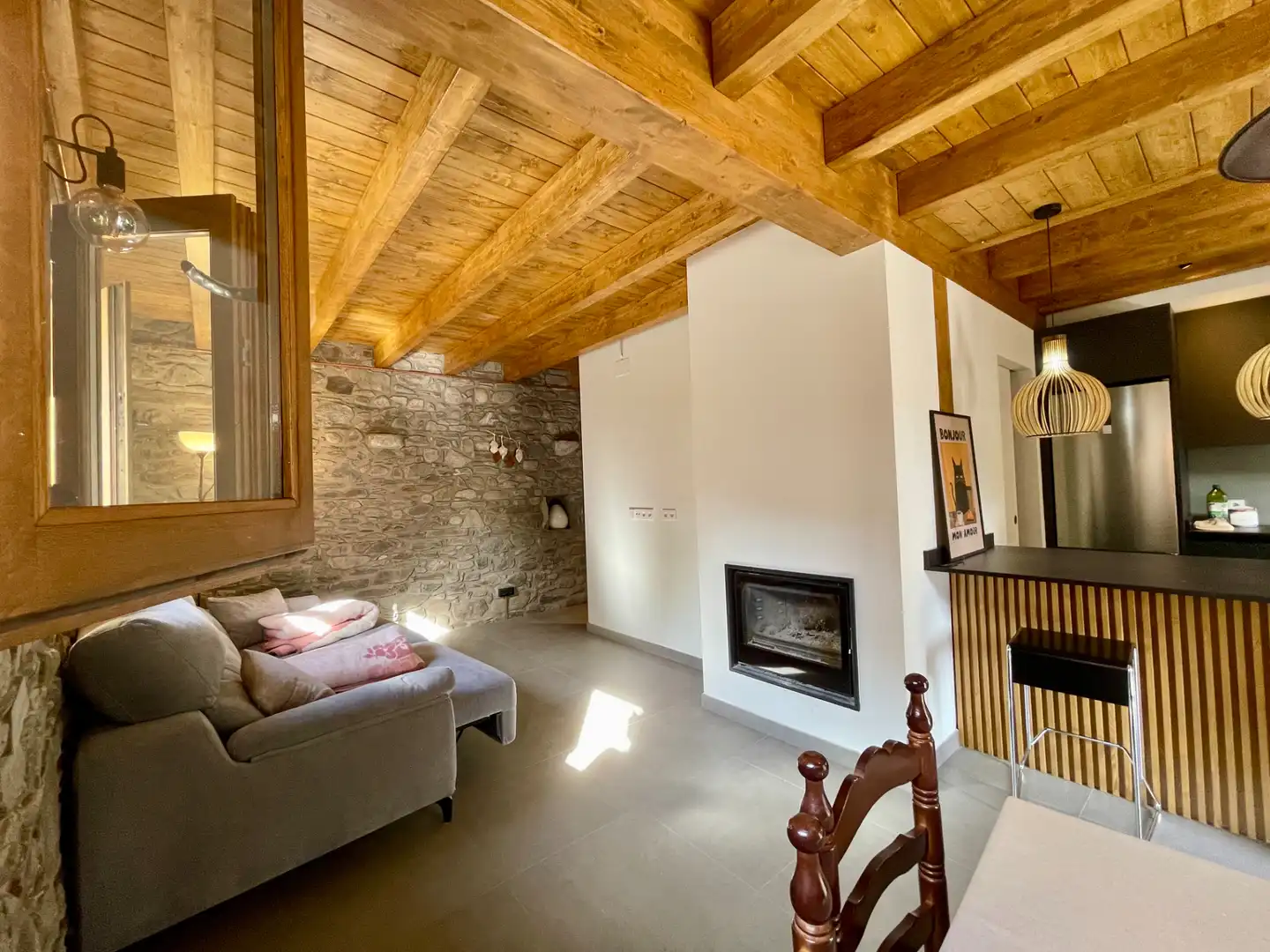 Sala de estar de Finca rústica en venta en Setcases con Calefacción, Parquet y Trastero