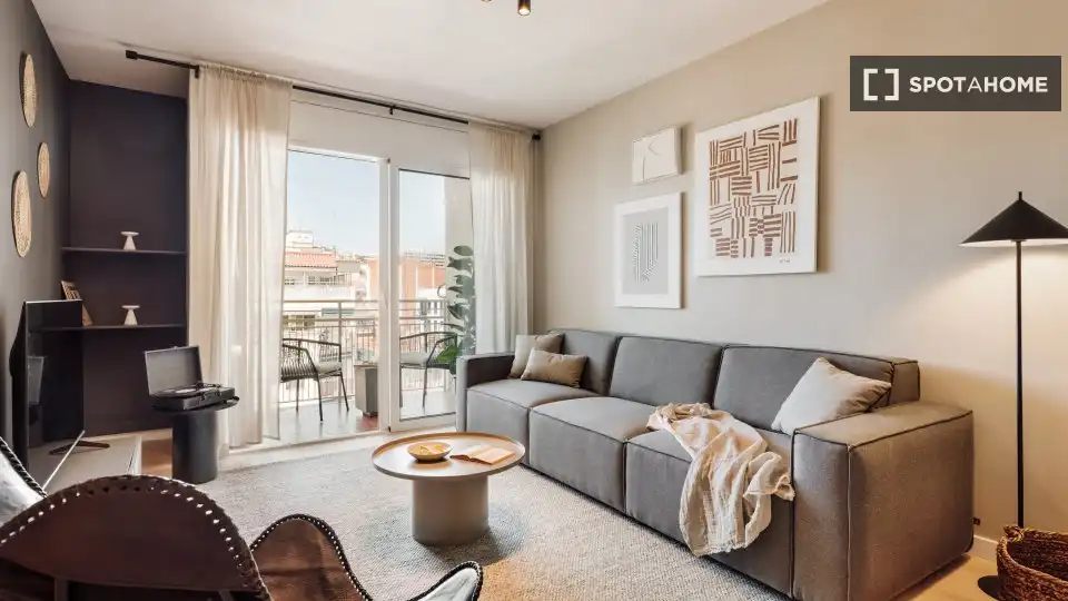 Sala de estar de Piso de alquiler en Barcelona con Aire acondicionado, Calefacción y Amueblado