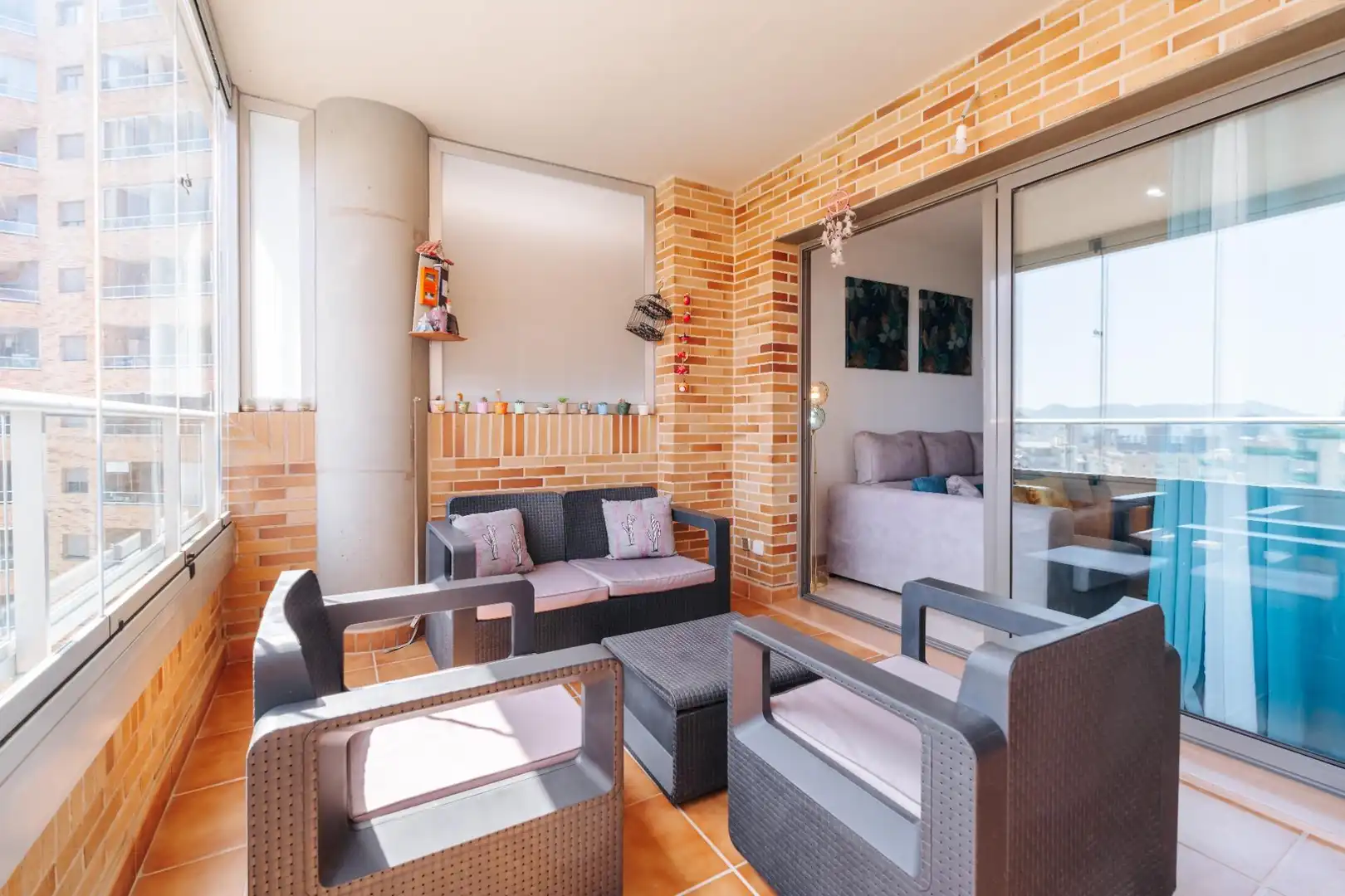 Terrassa de Apartament de lloguer en Villajoyosa / La Vila Joiosa amb Aire condicionat, Calefacció i Jardí privat