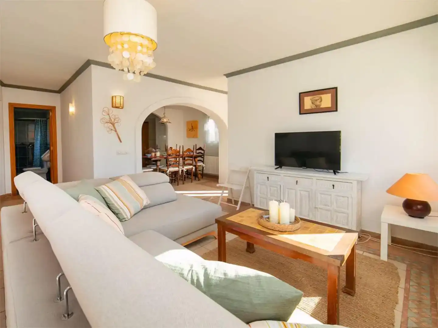 Sala d'estar de Casa o xalet en venda en Moraira amb Aire condicionat, Piscina i Balcó