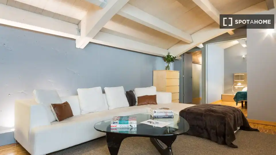 Sala d'estar de Apartament per a compartir en Barcelona amb Aire condicionat, Terrassa i Moblat