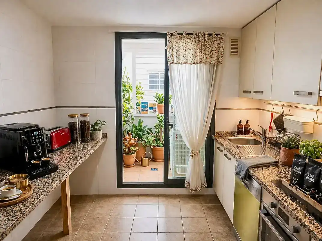 Küche von Wohnung zur Miete in Mijas mit Klimaanlage, Privatgarten und Terrasse