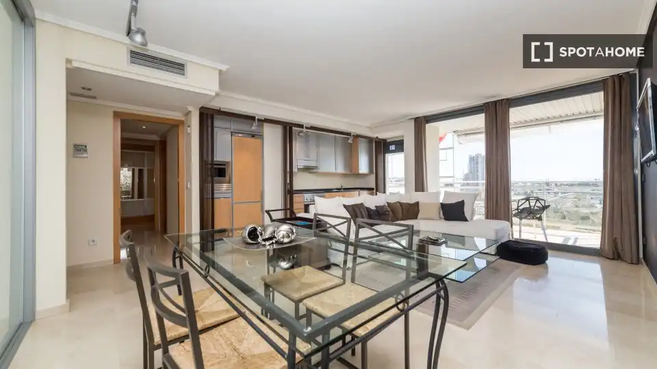 Wohnzimmer von Wohnung zur Miete in Valencia mit Klimaanlage, Heizung und Möbliert