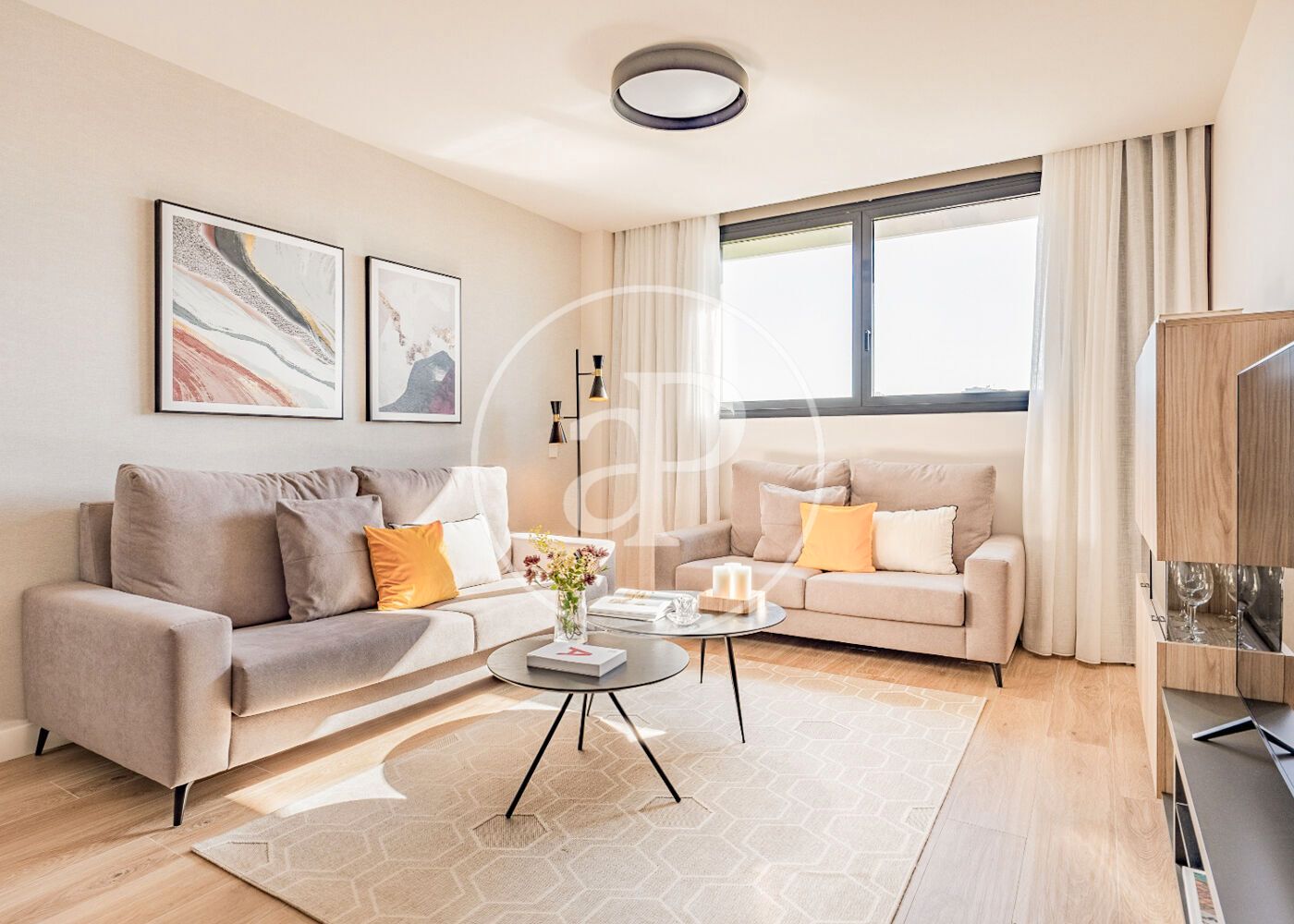 Living room of Flat to rent in  Madrid Capital  with Air Conditioner, Heating and Private garden