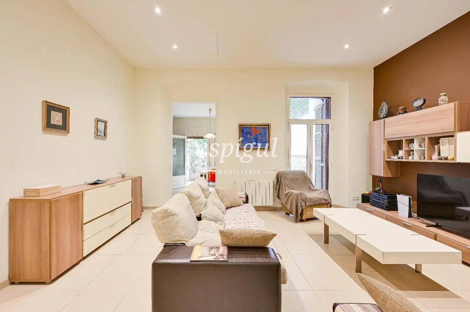 Sala de estar de Piso en venta en Girona con Calefacción, Terraza y Amueblado
