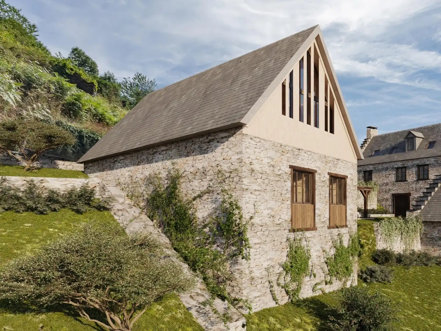 Vista exterior de Casa o chalet en venta en Bausen con Calefacción, Jardín privado y Terraza