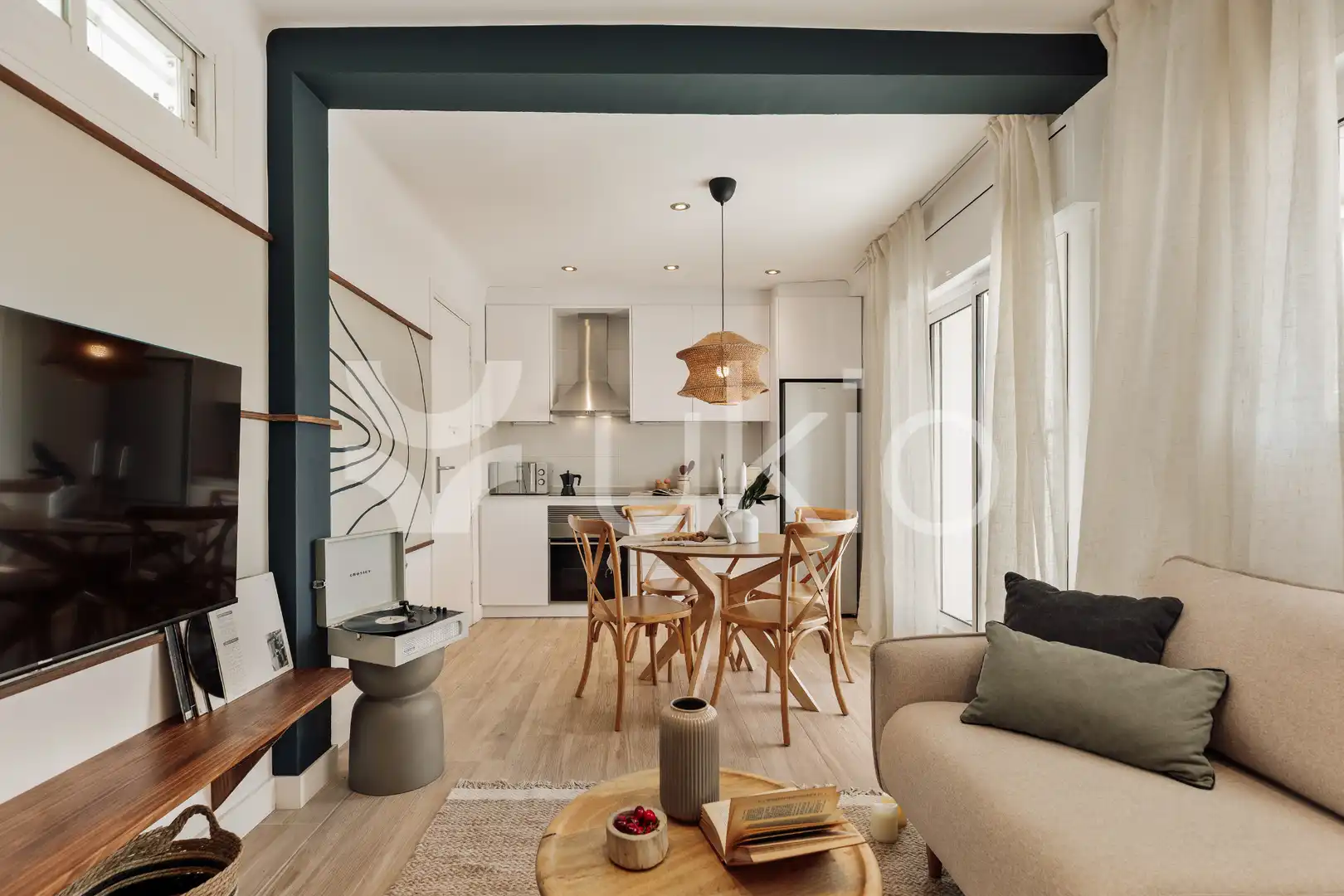 Sala de estar de Apartamento de alquiler en Barcelona con Aire acondicionado, Calefacción y Terraza