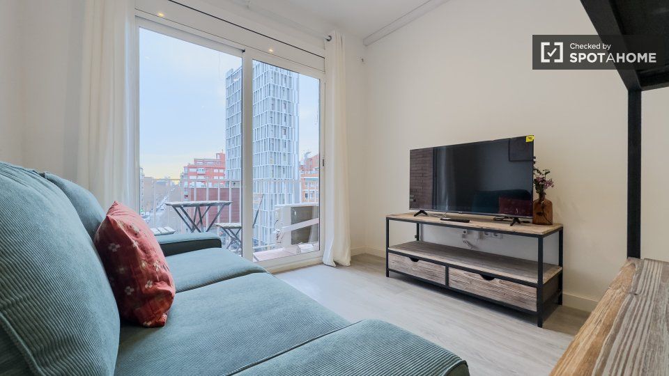 Sala d'estar de Pis de lloguer en  Barcelona Capital amb Aire condicionat, Calefacció i Moblat