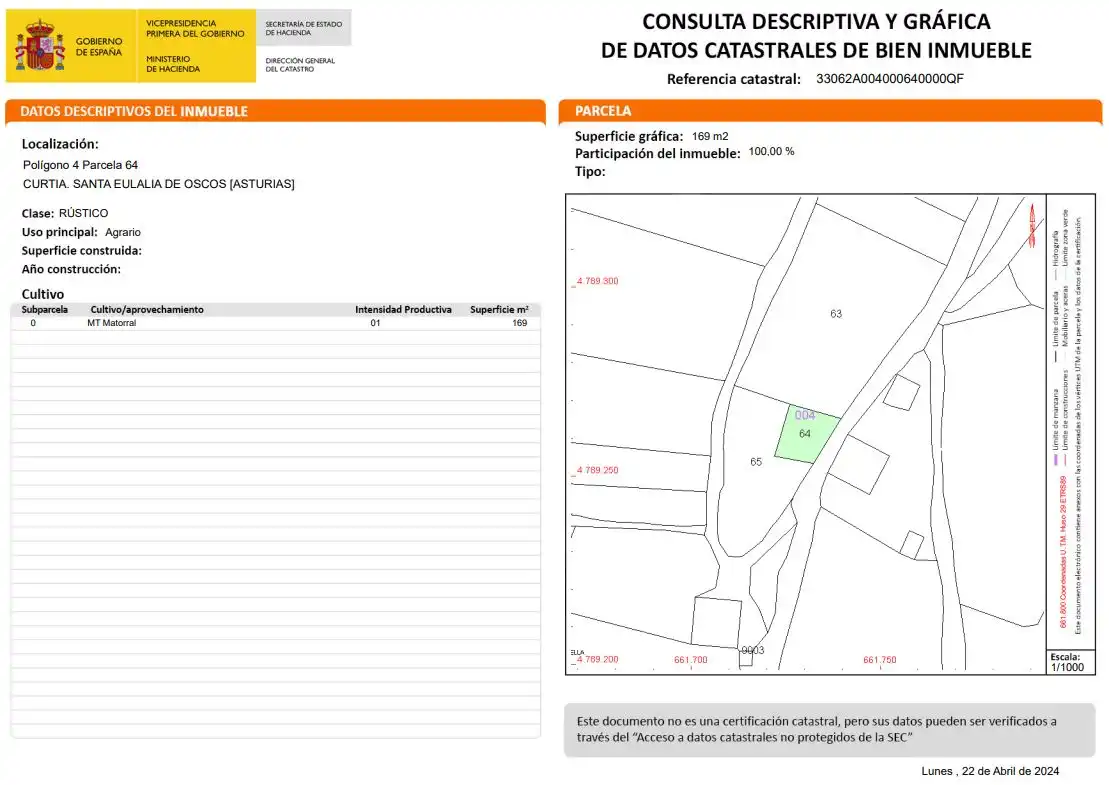 Land for sale in Santa Eulalia de Oscos