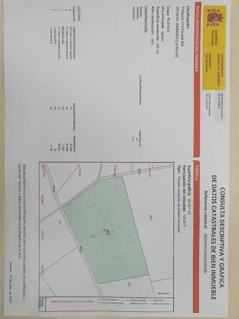 Land for sale in Bañares