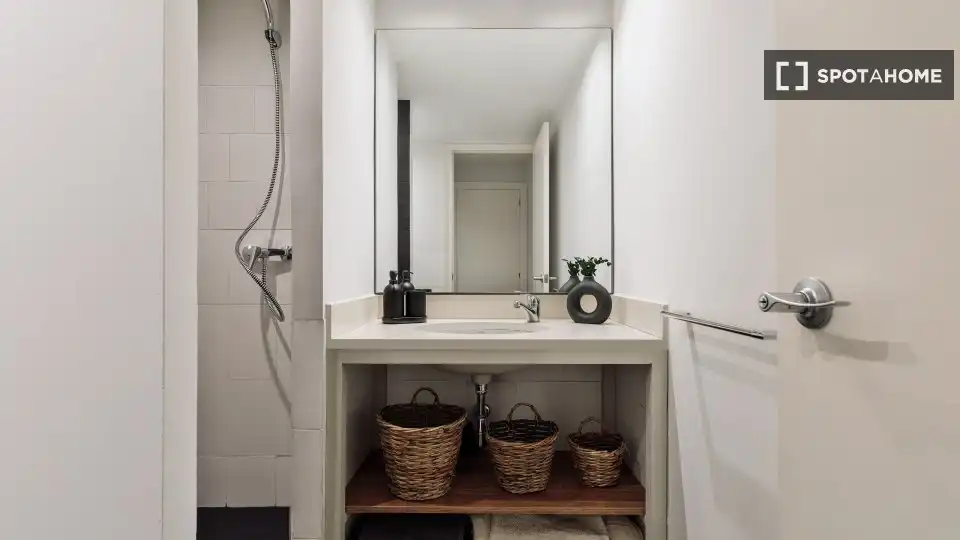 Bany de Apartament per a compartir en Barcelona amb Aire condicionat, Terrassa i Moblat