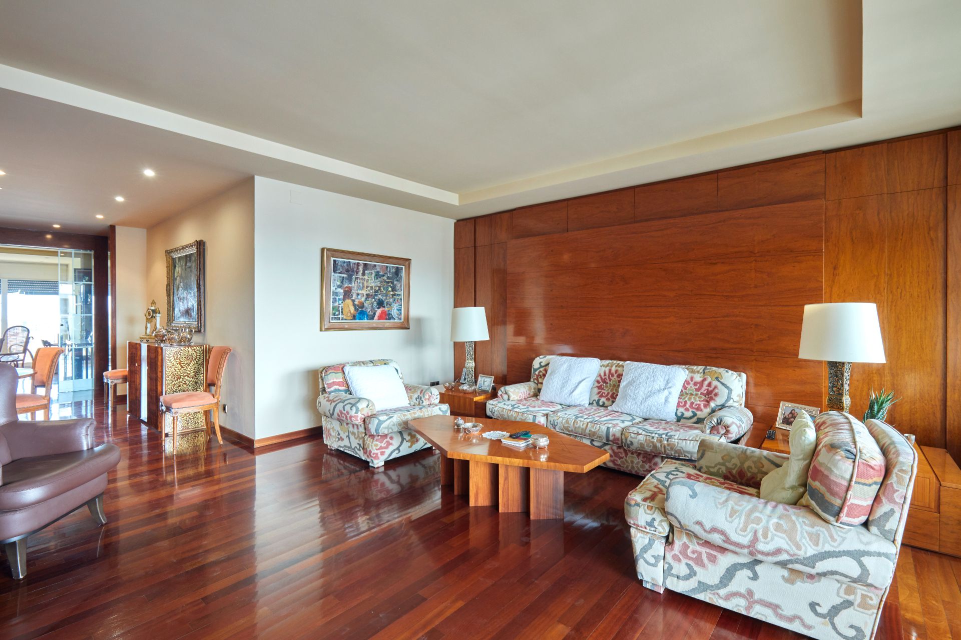 Sala d'estar de Pis de lloguer en  Barcelona Capital amb Calefacció, Parquet i Moblat