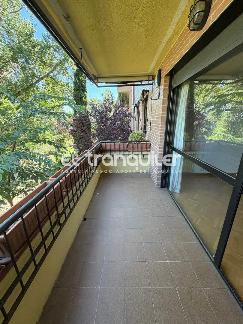 Exterior view of Flat for rent in Madrid  with Parquet flooring, Terrace and Swimming Pool